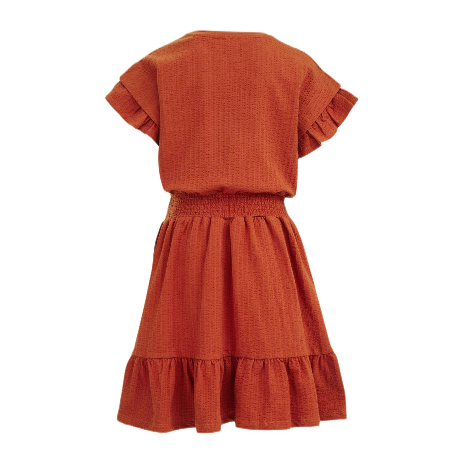 WE Fashion jurk met all over print en ruches terra