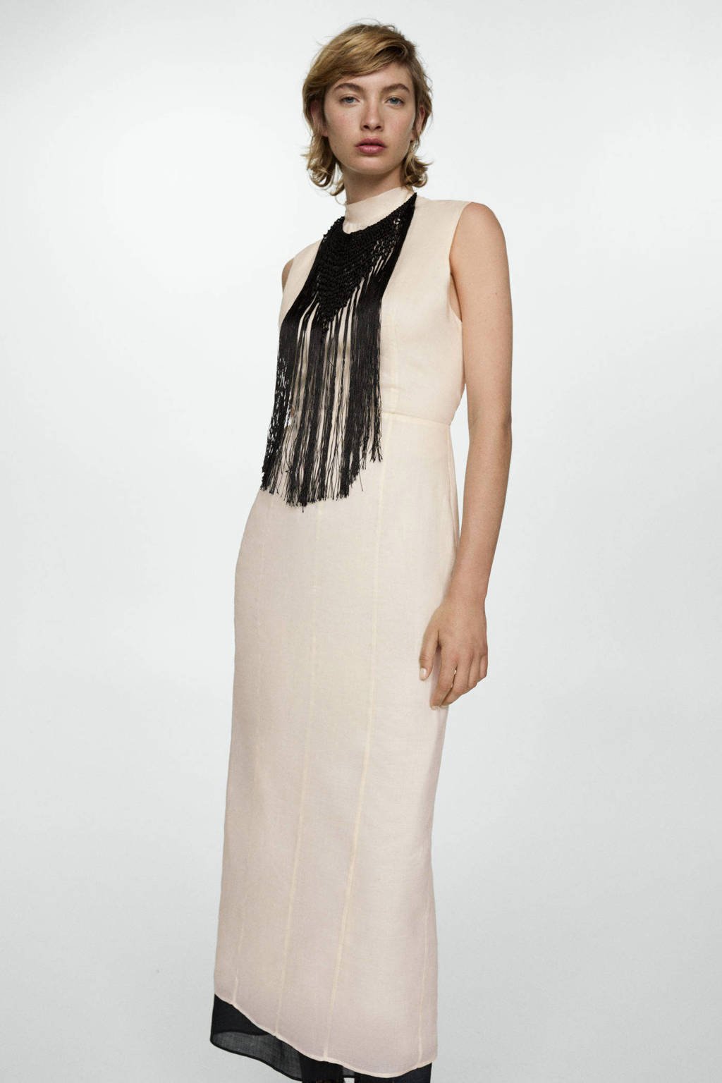 Mango bodycon jurk met open rug ecru wehkamp