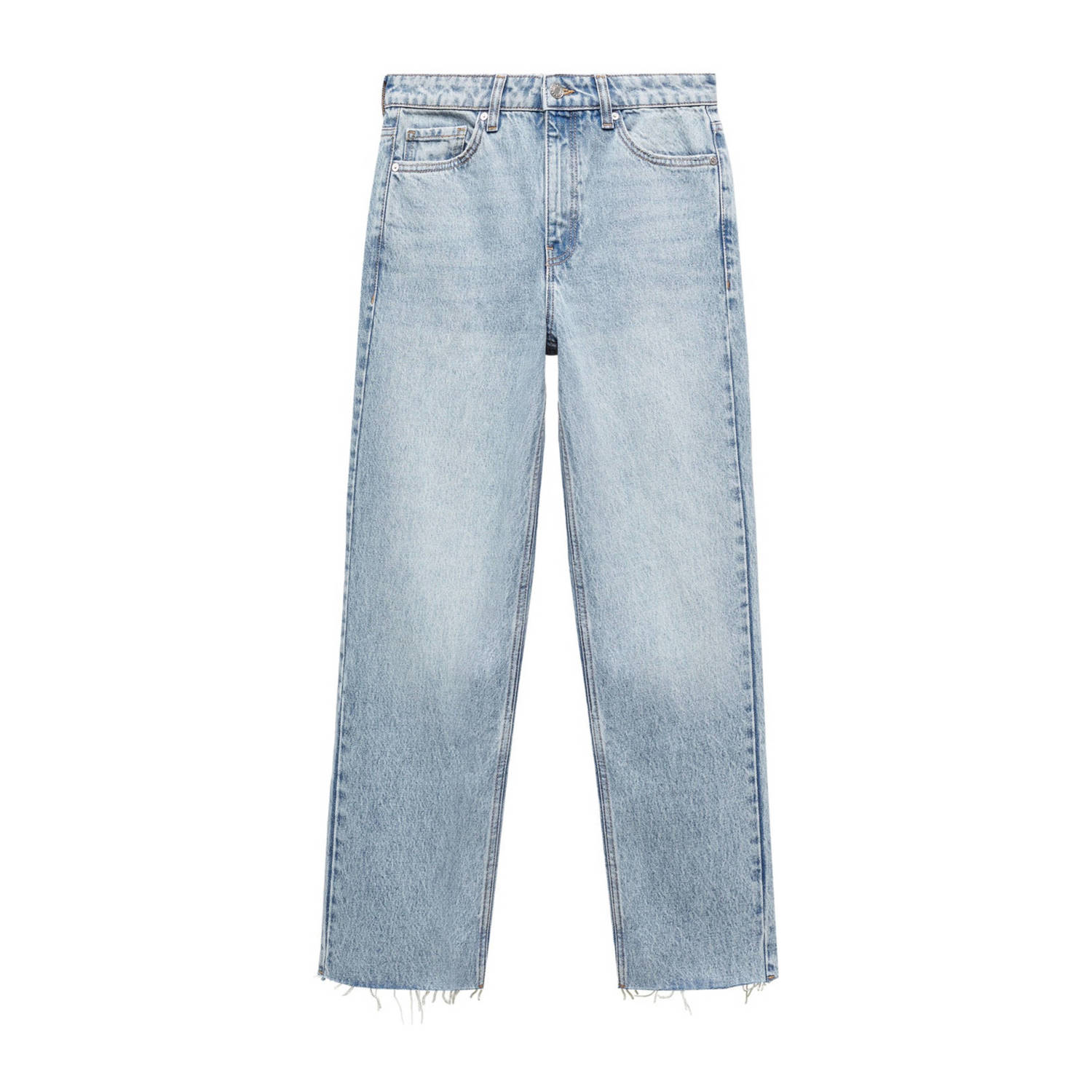 Mango cropped straight jeans light blue denim