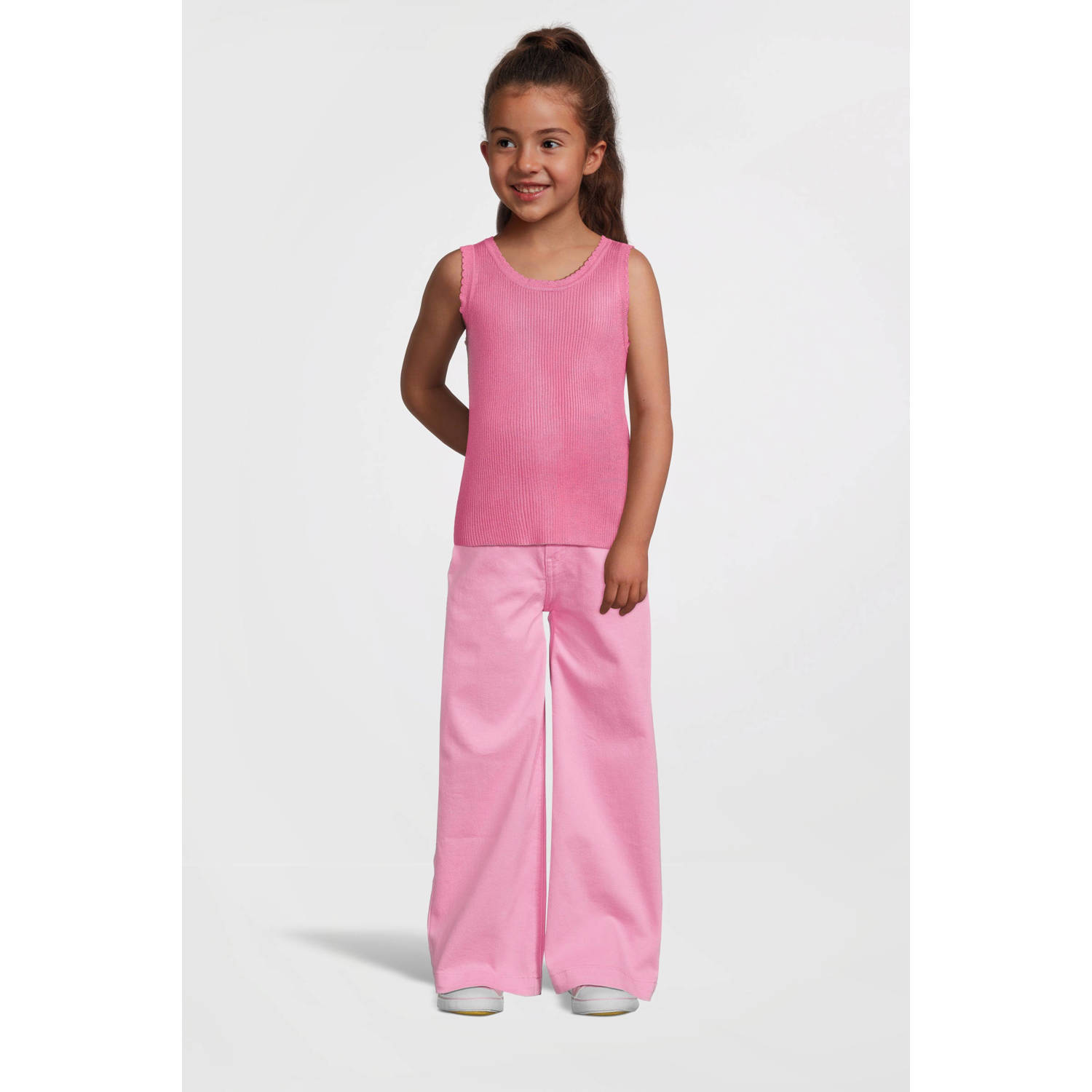VERO MODA GIRL ribgebreide top VMFIJI roze Meisjes Viscose Ronde hals Effen 122 128