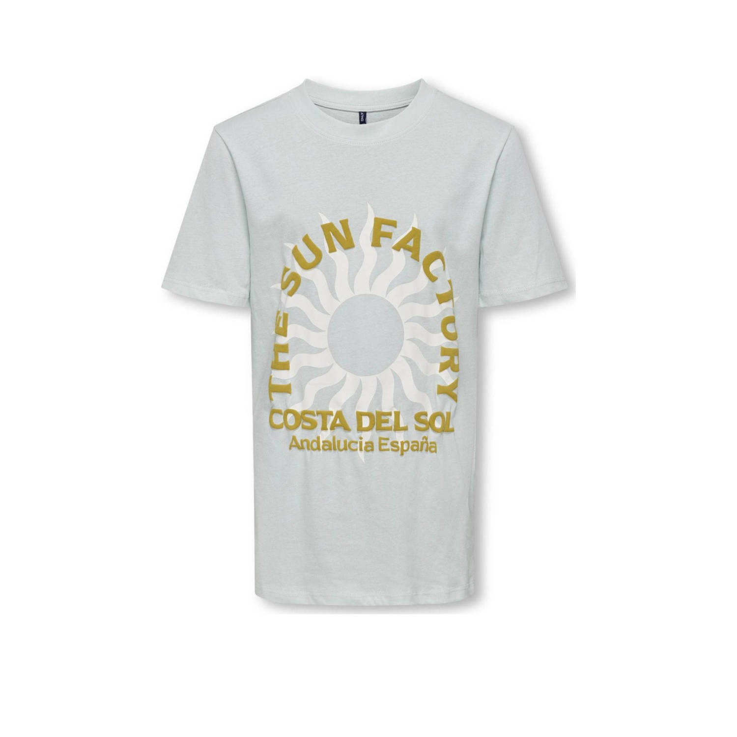 ONLY KIDS BOY T-shirt KOBJASPER met printopdruk ijsblauw