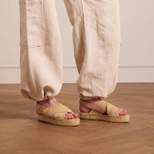 Manfield suède sandalen beige afbeelding