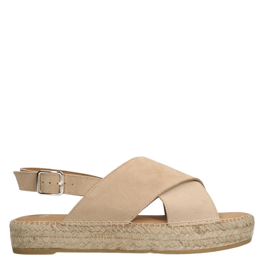 Beige dames Manfield suède sandalen met gesp