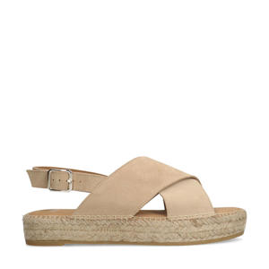   suède sandalen beige