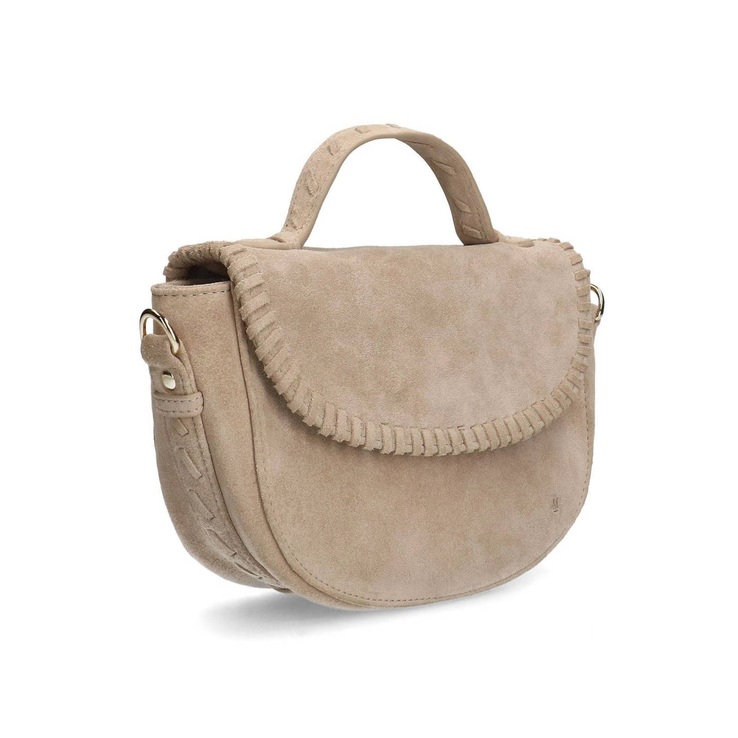 Manfield suede crossbody tas beige