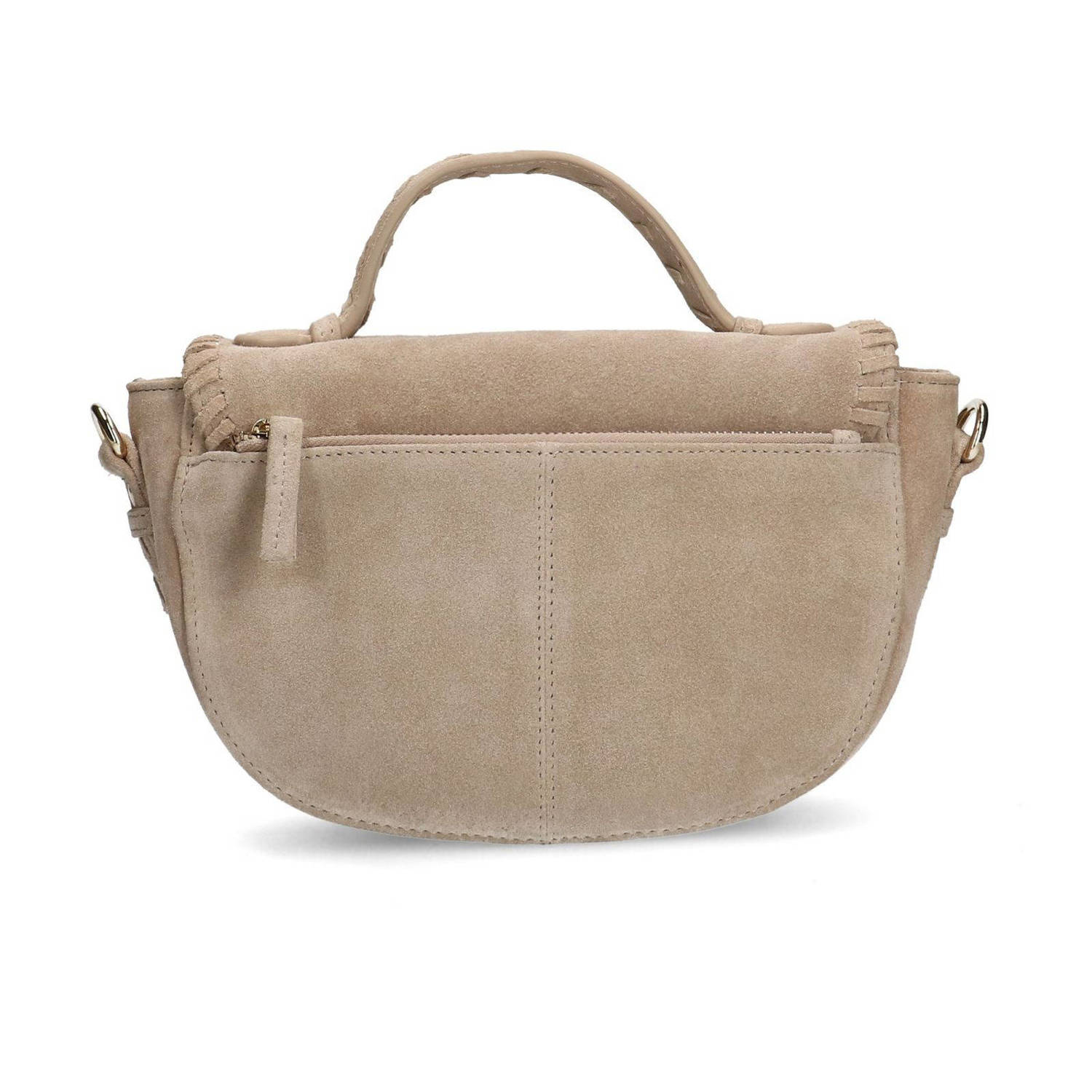 Manfield suede crossbody tas beige