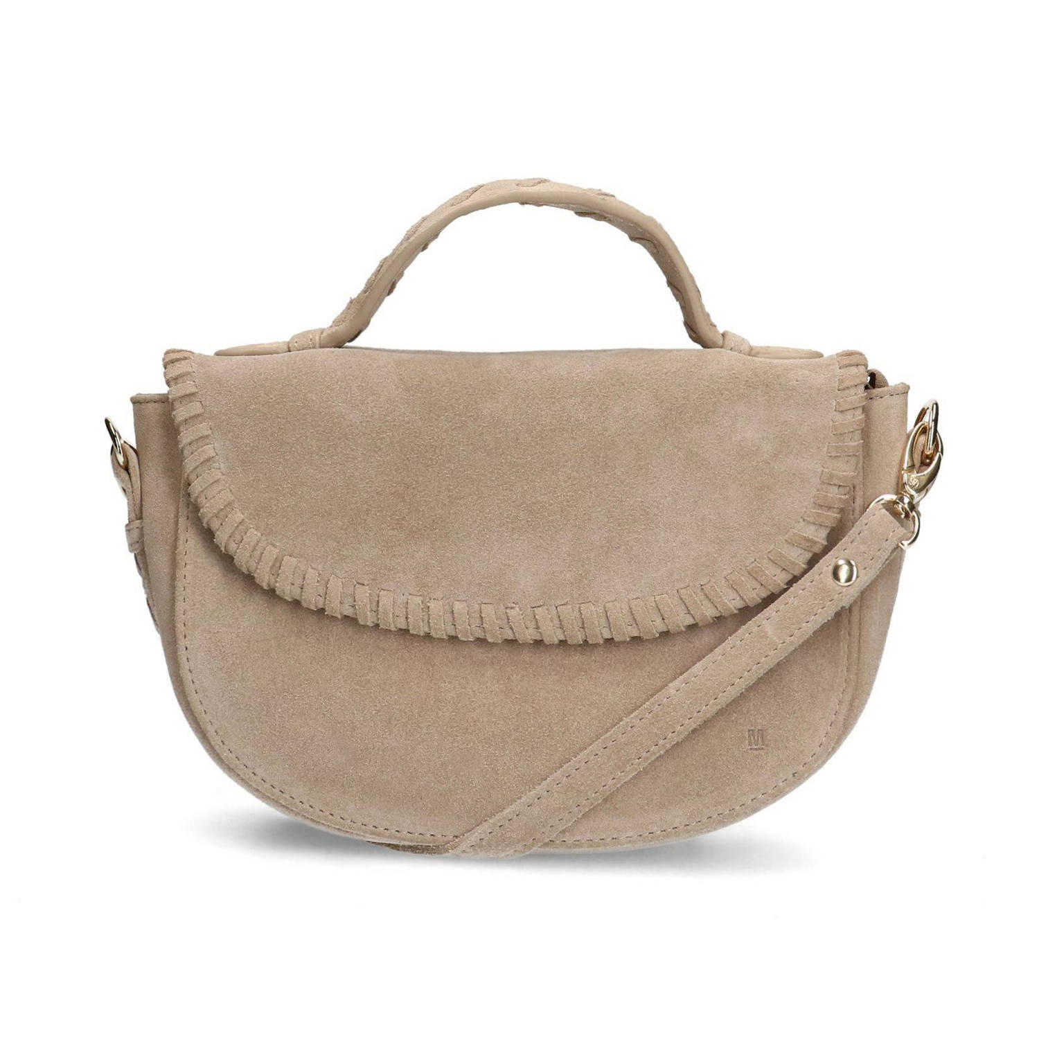 Manfield suede crossbody tas beige