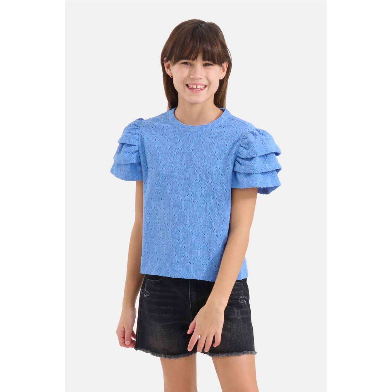 Shoeby top met open details blauw