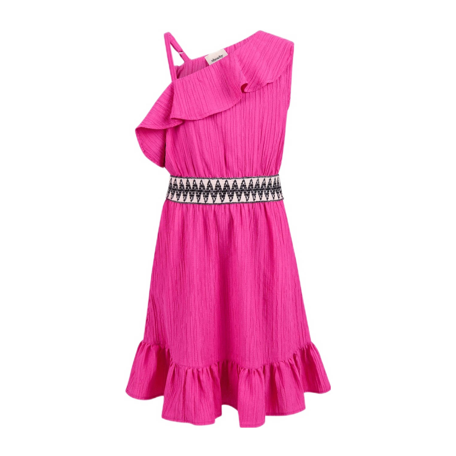 Shoeby jurk roze Meisjes Polyester One shoulder Effen 110 116