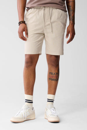 regular fit linnenmix short zand