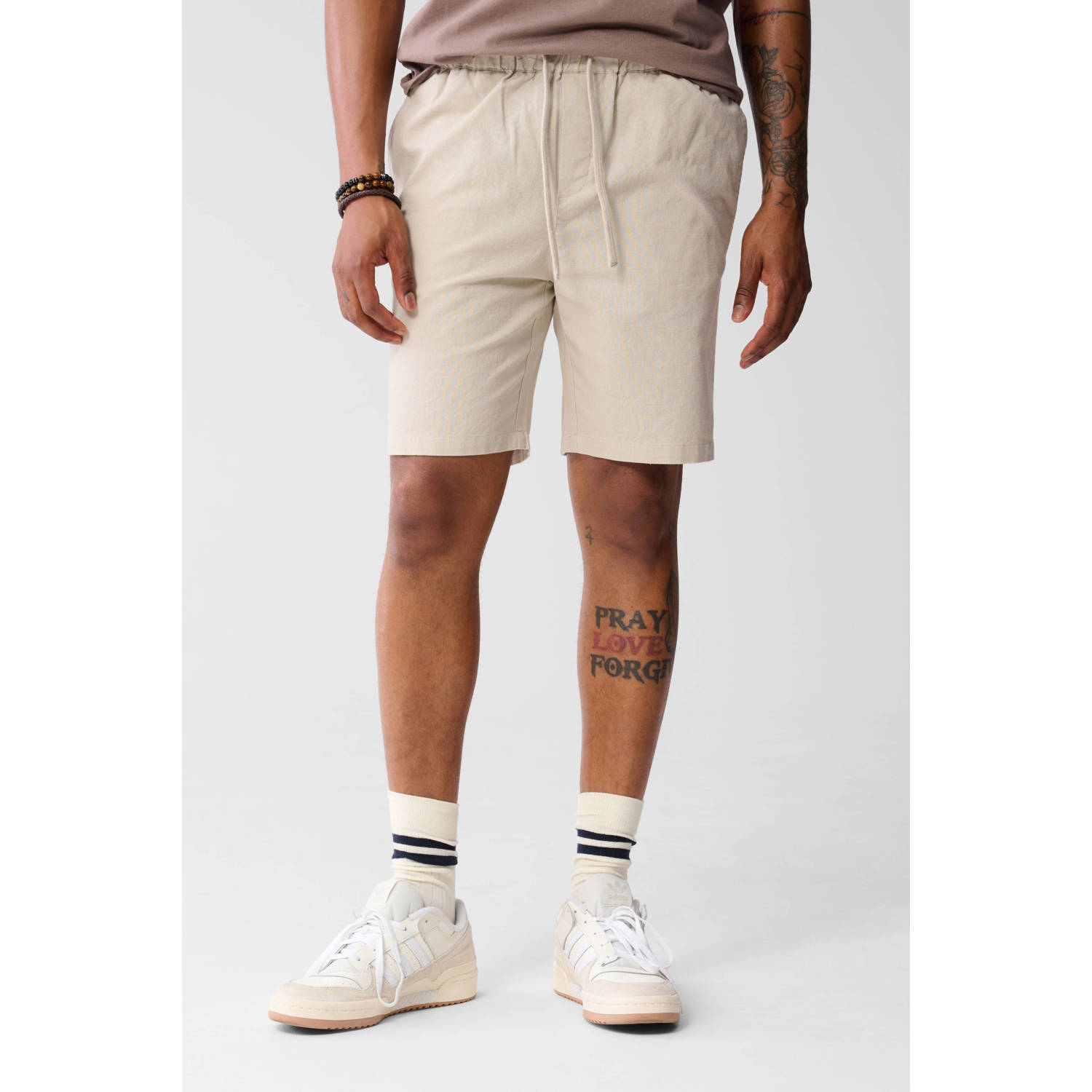 Shoeby regular fit linnenmix short zand