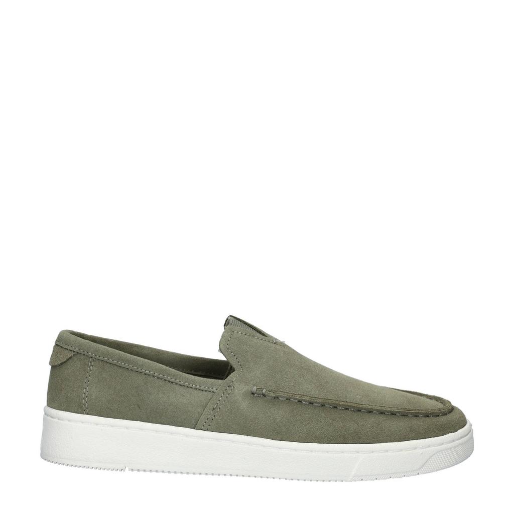 Groene heren Toms TRVL Lite suède loafers met effen
