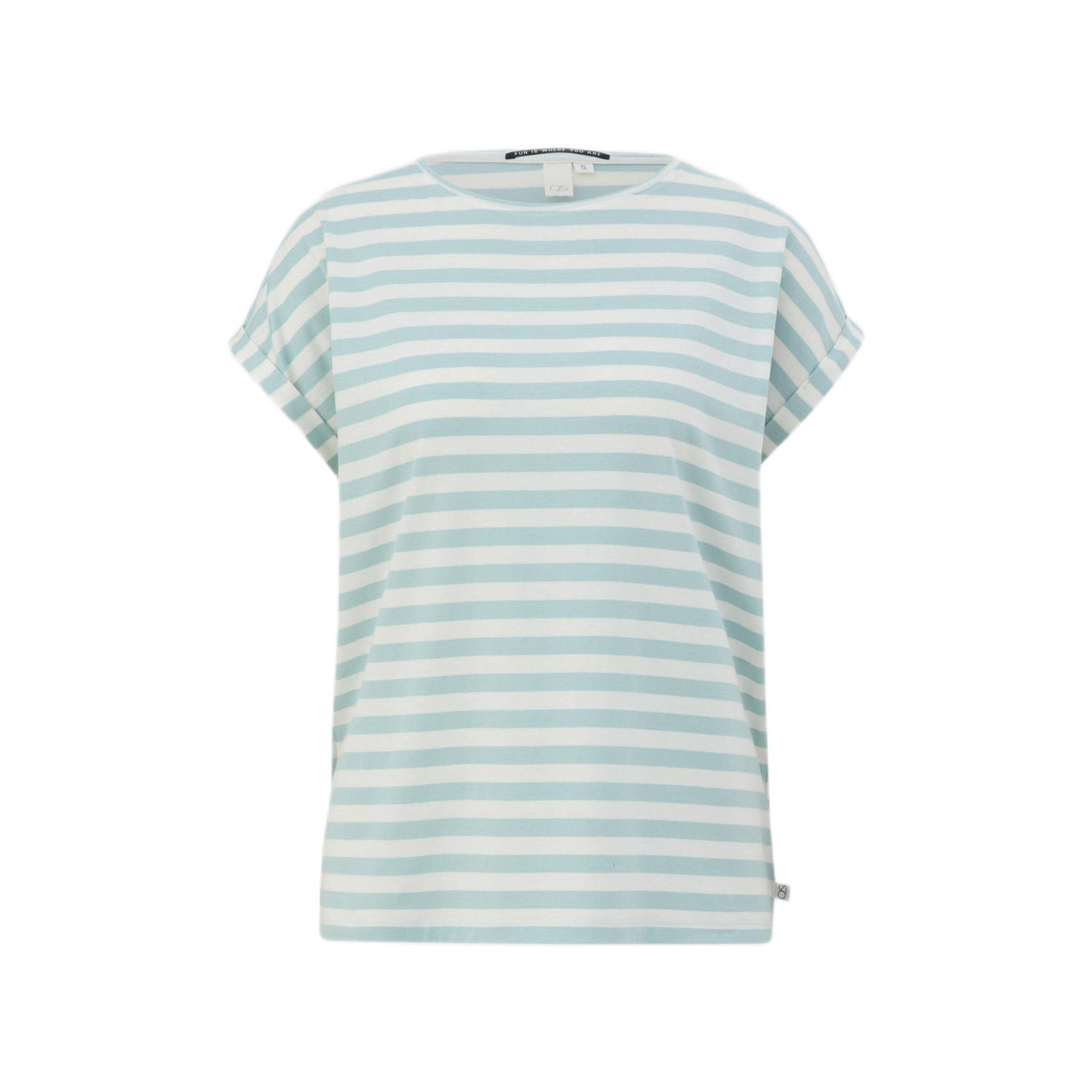 Q S by s.Oliver gestreepte top turquoise wit