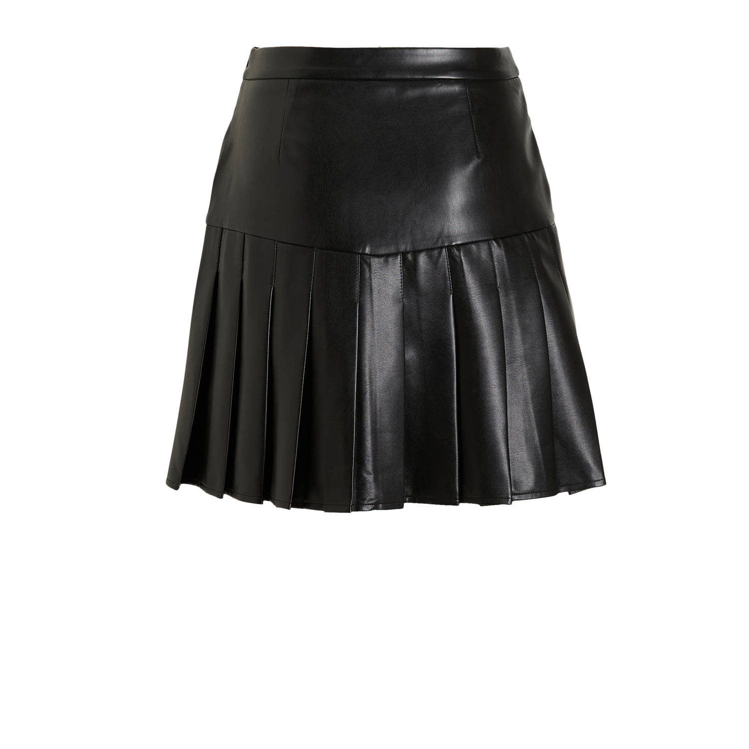 Ruby imitatieleren plooi rok zwart