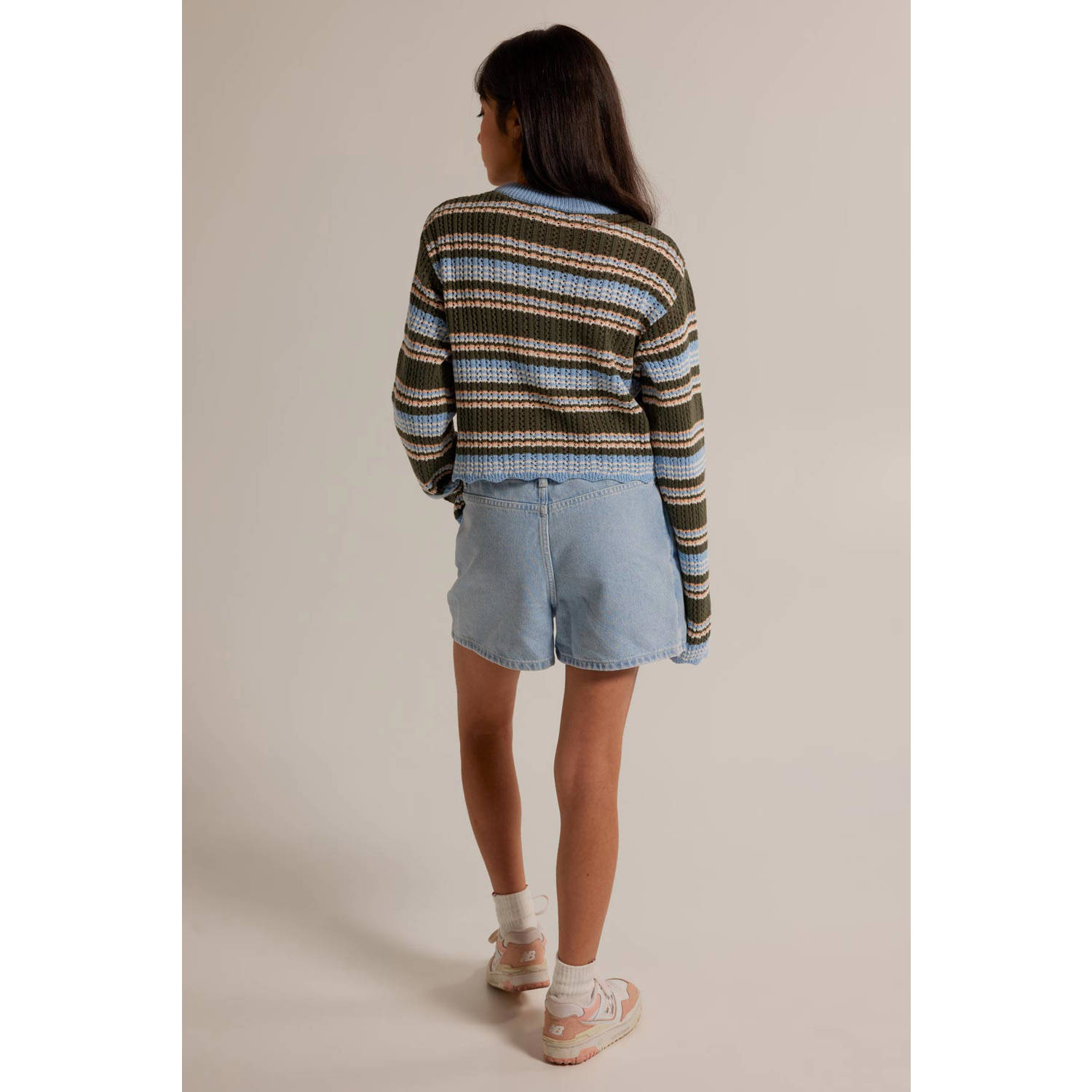 America Today gestreepte trui bruin blauw
