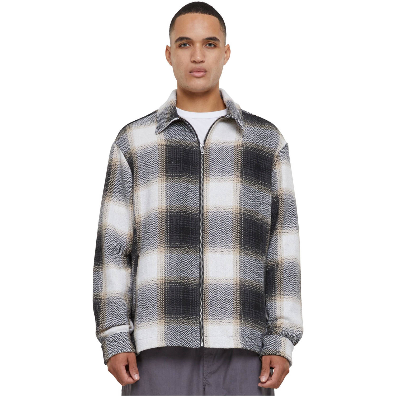 Urban Classics geruite jas beige