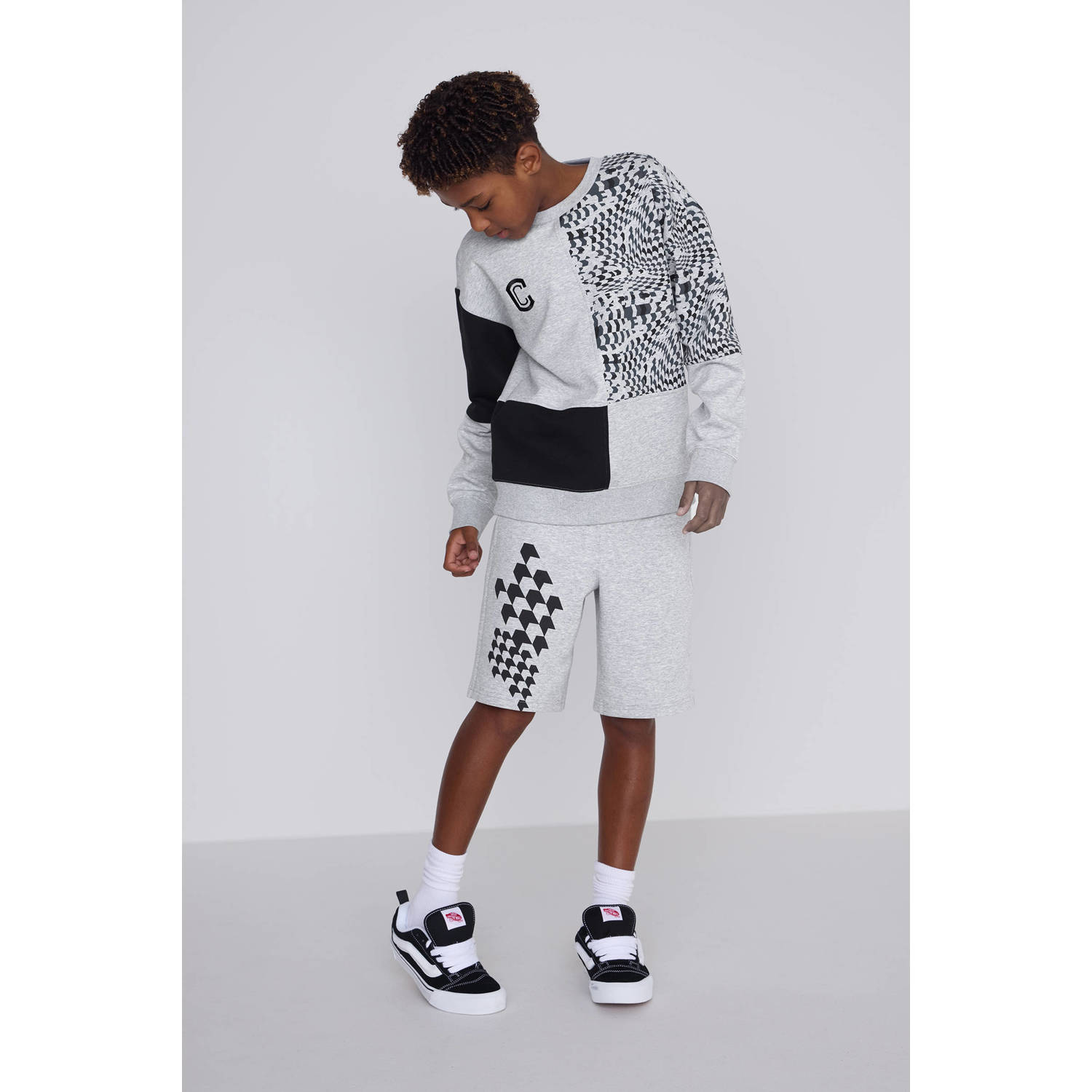 Coolcat Joggingshort Stephan met Print Grijs