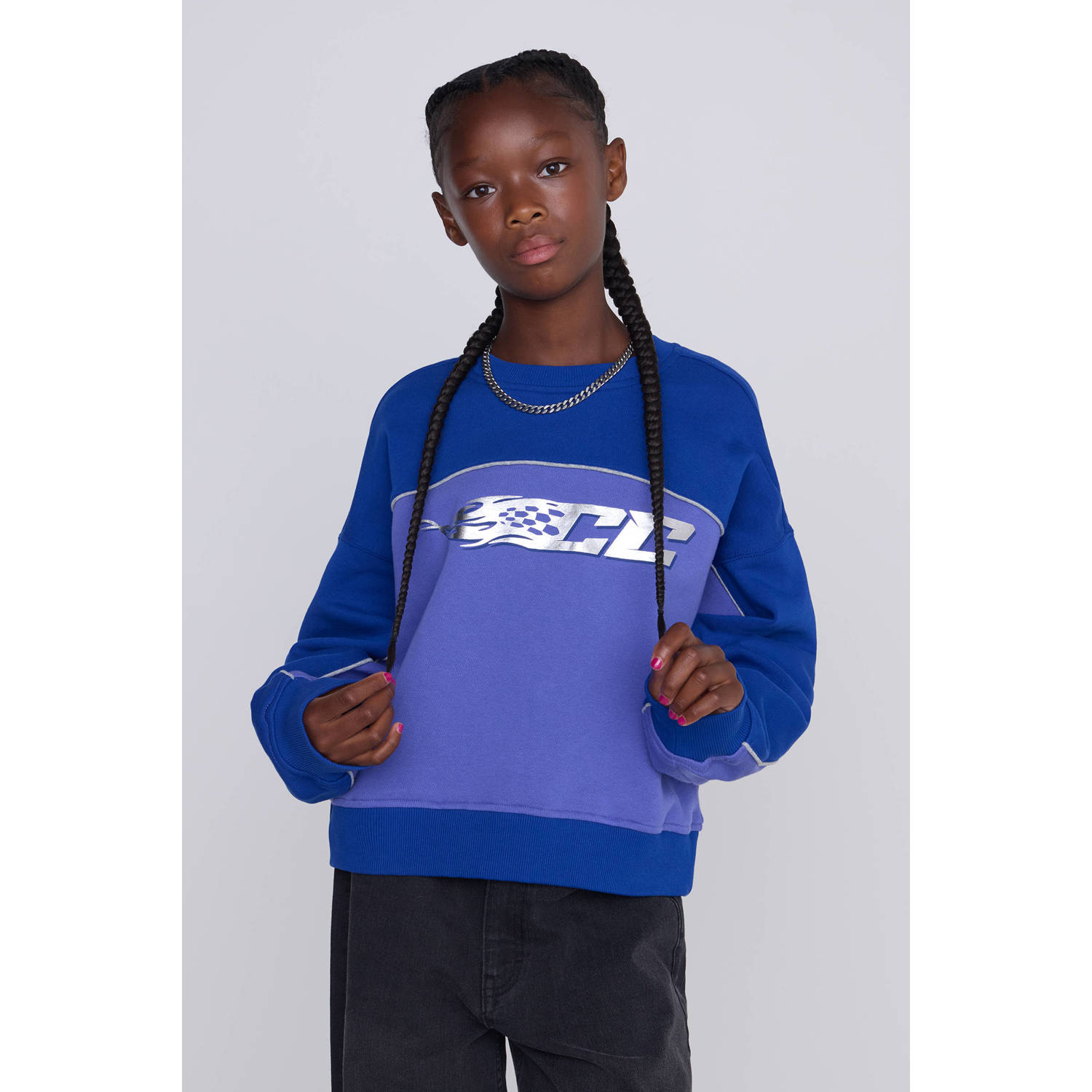 Coolcat Colourblock Sweater Nova met CC Racing Print