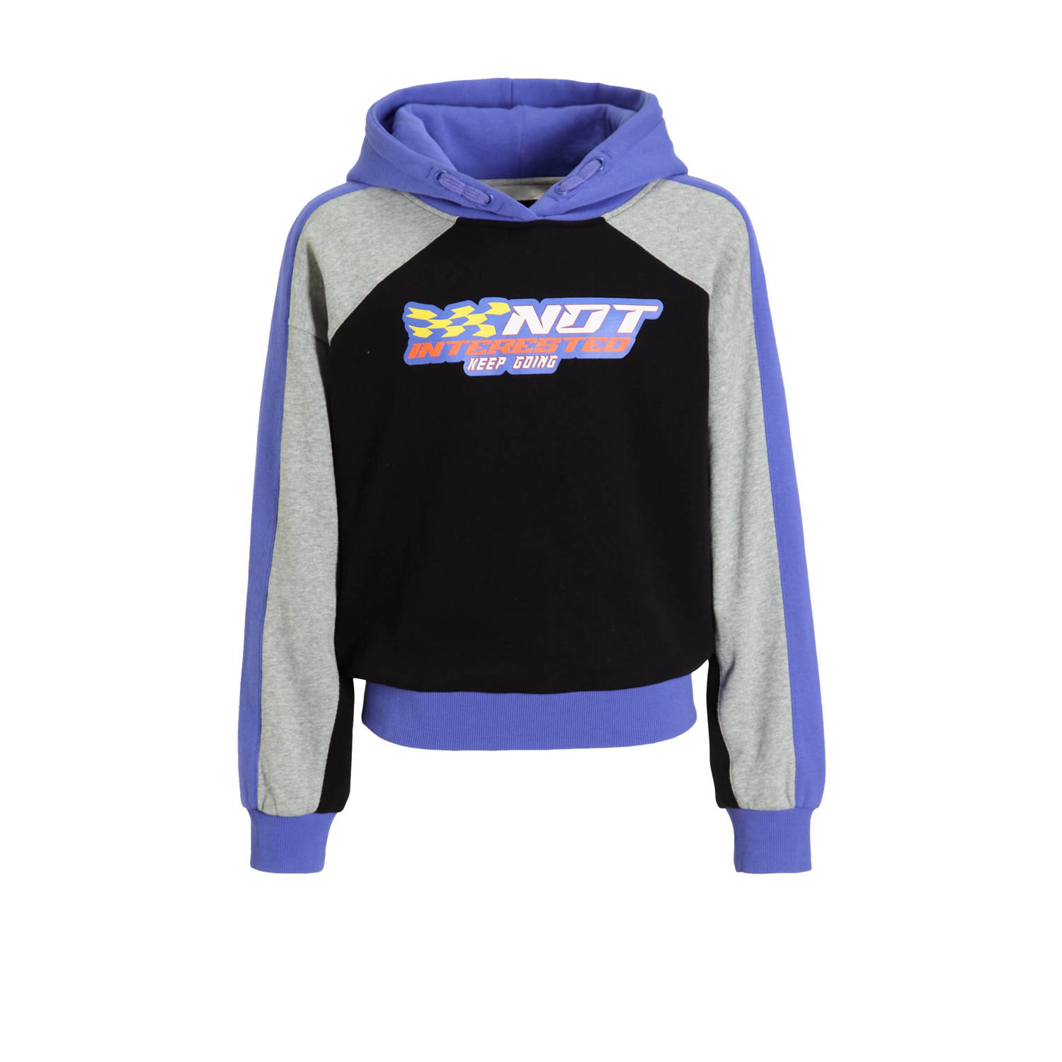 Coolcat Colourblock Hoodie Nathalia Not Interested Print