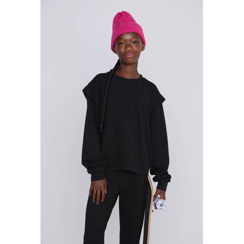 Coolcat Sweater Topaz met Schouder Detail Zwart afbeelding