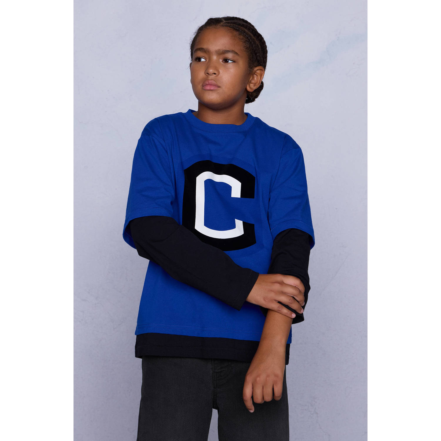 Coolcat Unisex Longsleeve T-shirt Bowie met Gelaagde Mouwen
