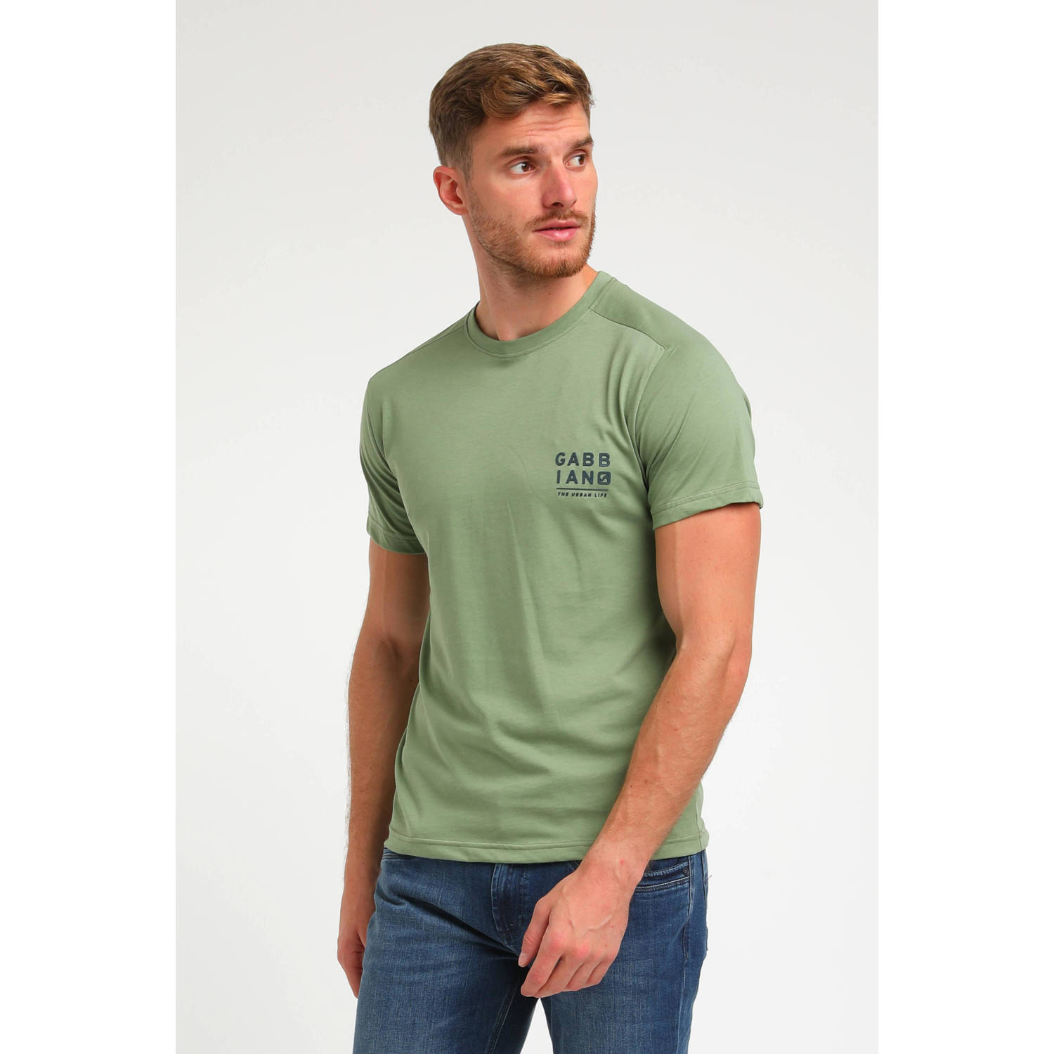 GABBIANO T-shirt met backprint light army