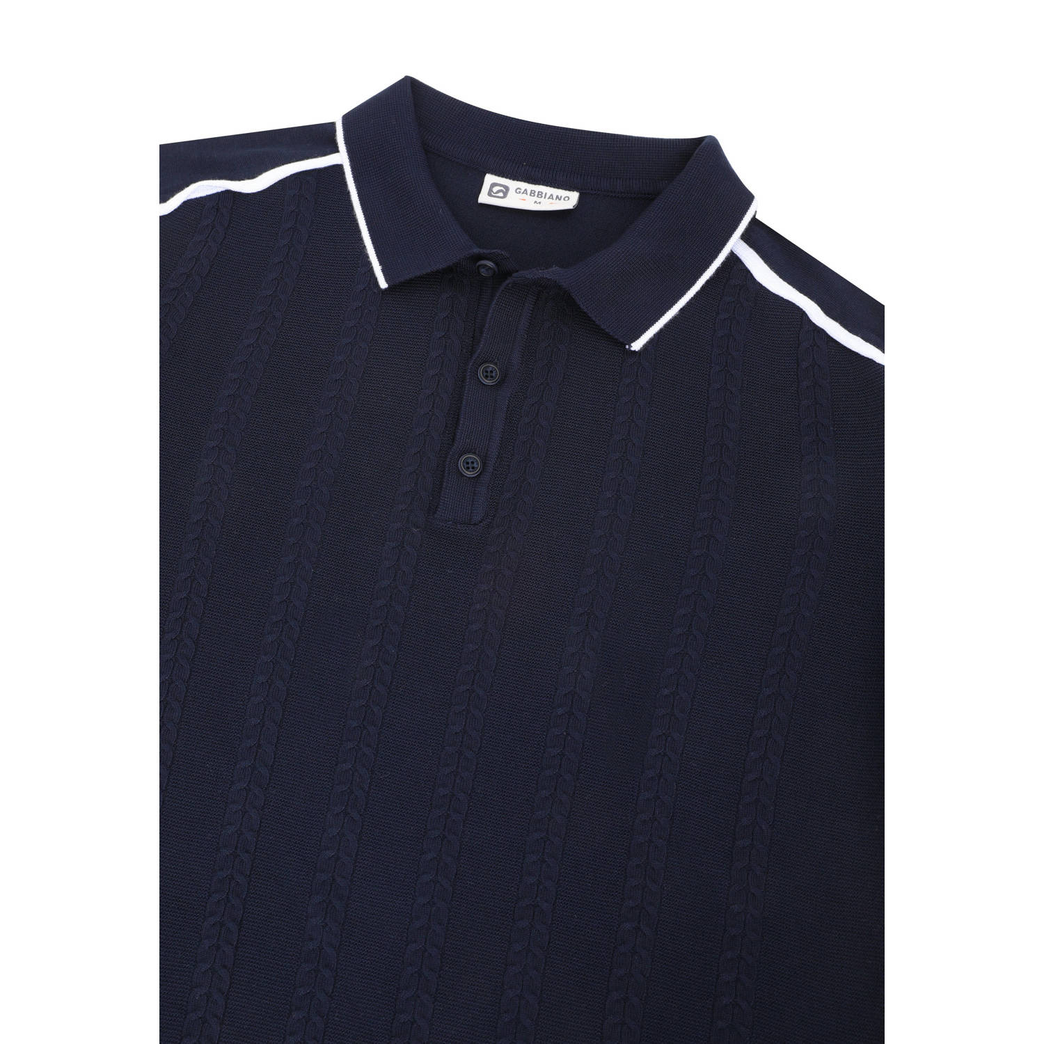 GABBIANO gebreide polo met contrastbies dark navy