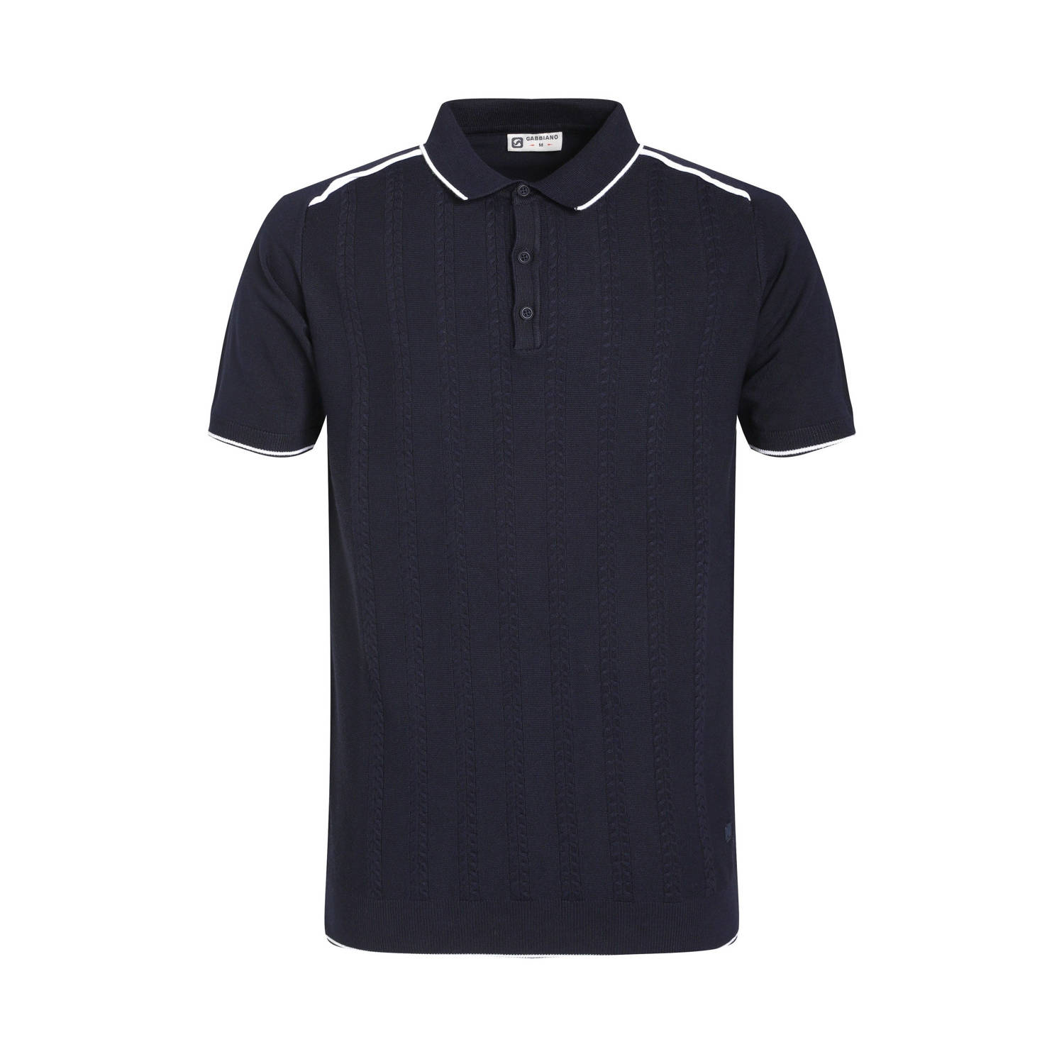 GABBIANO gebreide polo met contrastbies dark navy