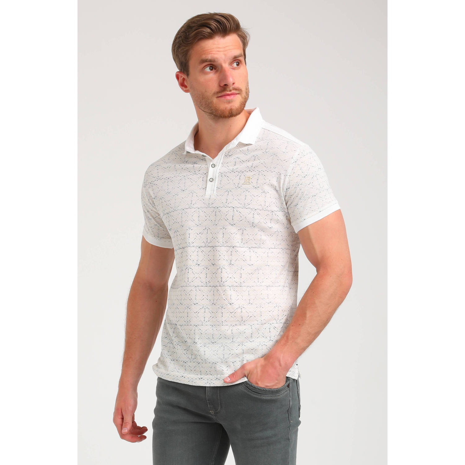 GABBIANO gebreide polo met ingebreid patroon