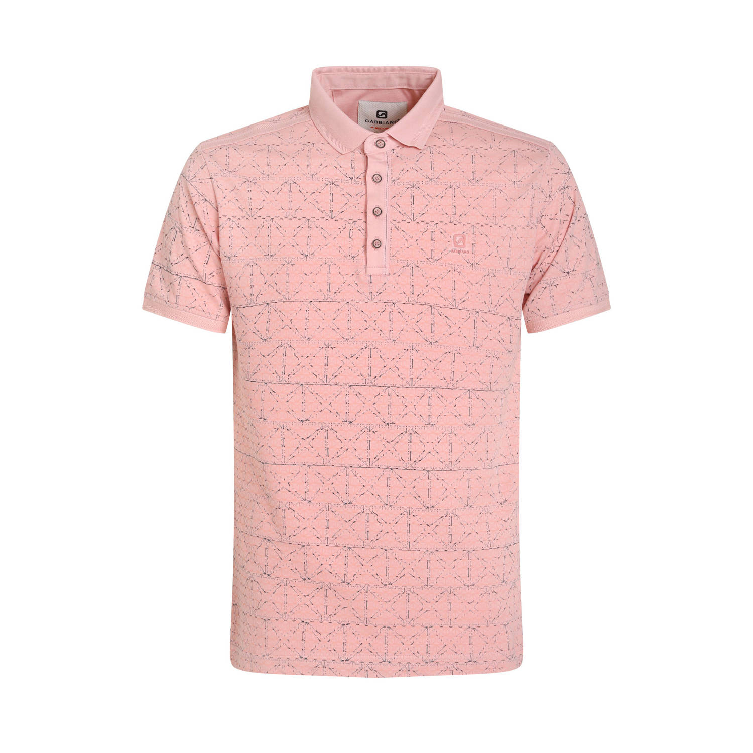 GABBIANO gebreide polo met ingebreid patroon dusty coral