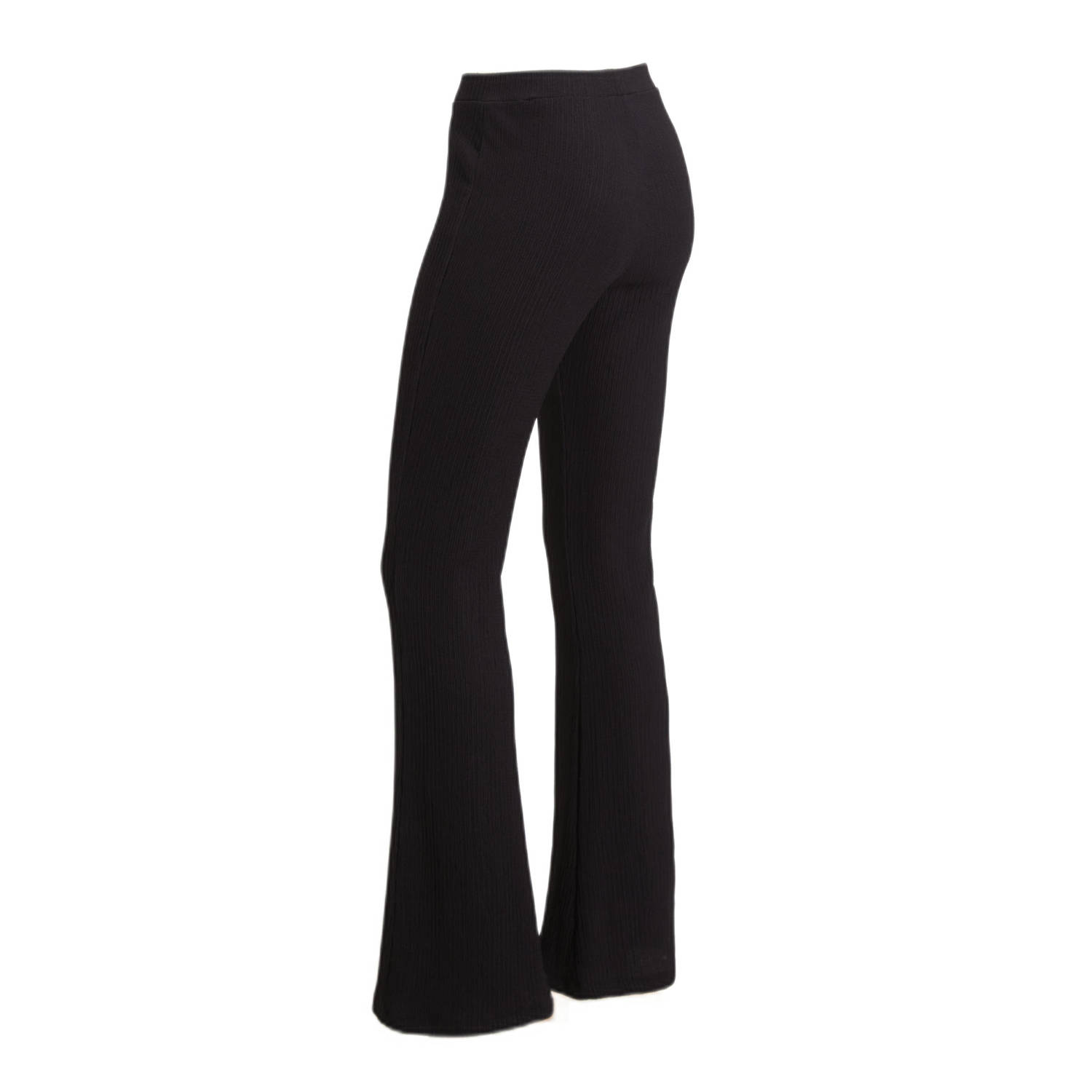 anytime crinkle flared broek zwart