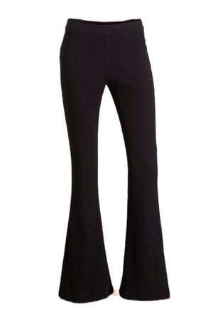 crinkle flared broek zwart