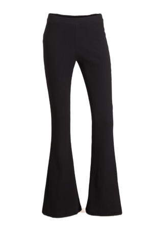 crinkle flared broek zwart