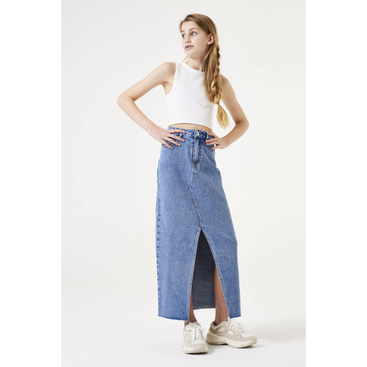 Garcia spijkerrok bleached Blauw Meisjes Denim Effen 164