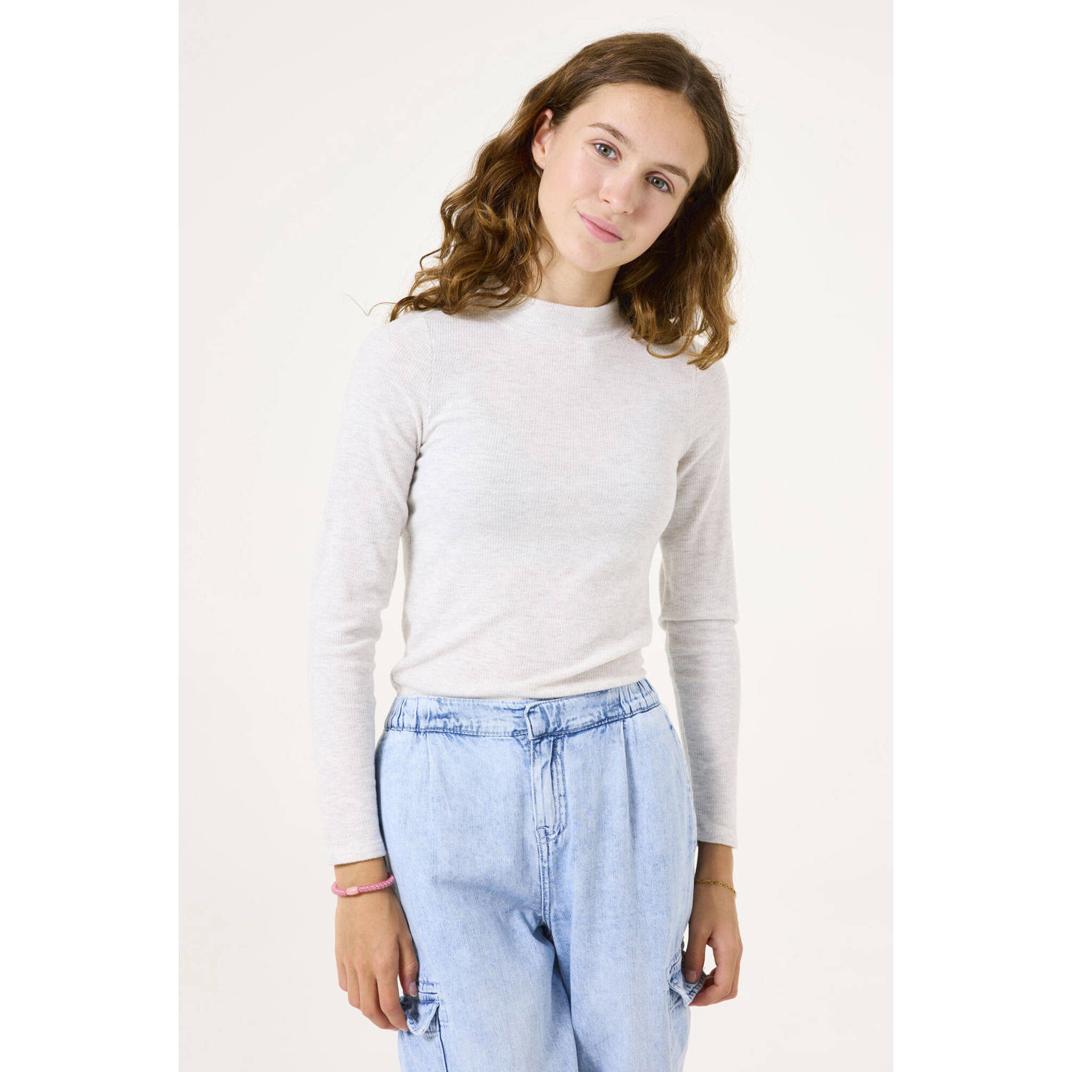 Garcia baby high waist loose fit jeans bleached Blauw Meisjes Denim 140