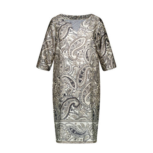 MS Mode jurk met paisleyprint grijsblauw/zand/beige