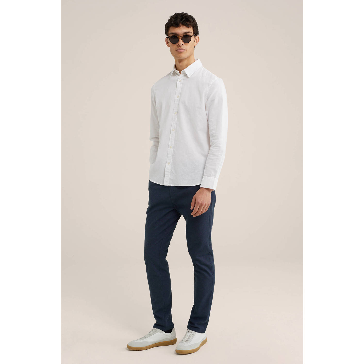 WE Fashion WE Fundamentals linnen Tall fit overhemd wit