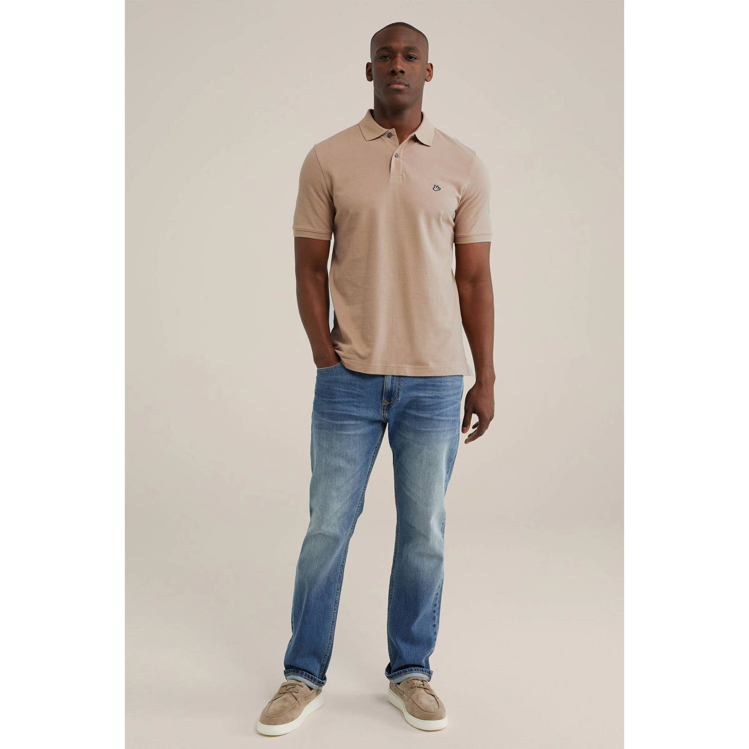 WE Fashion slim fit polo beige wood