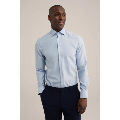 WE Fashion slim fit overhemd lichtblauw afbeelding
