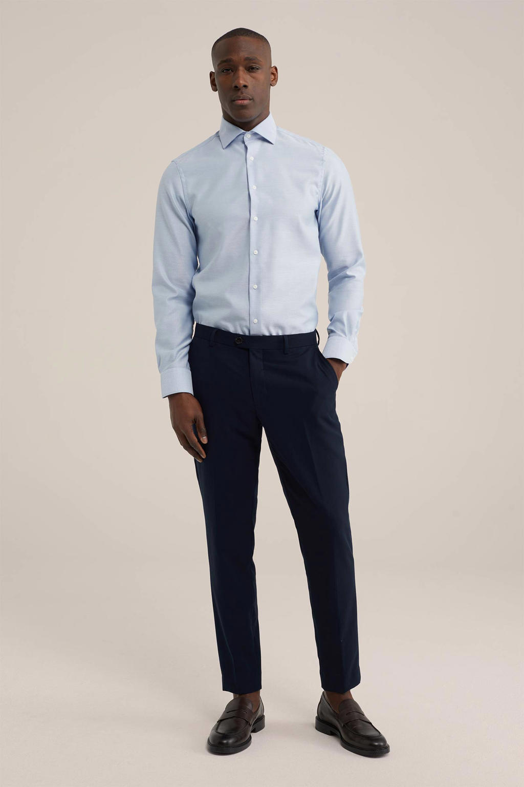 WE Fashion slim fit overhemd lichtblauw