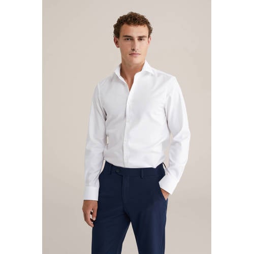 WE Fashion slim fit overhemd white uni afbeelding