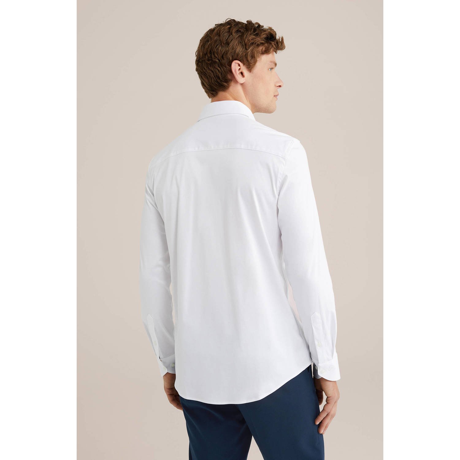 WE Fashion WE Fundamentals slim fit strijkvrij overhemd white