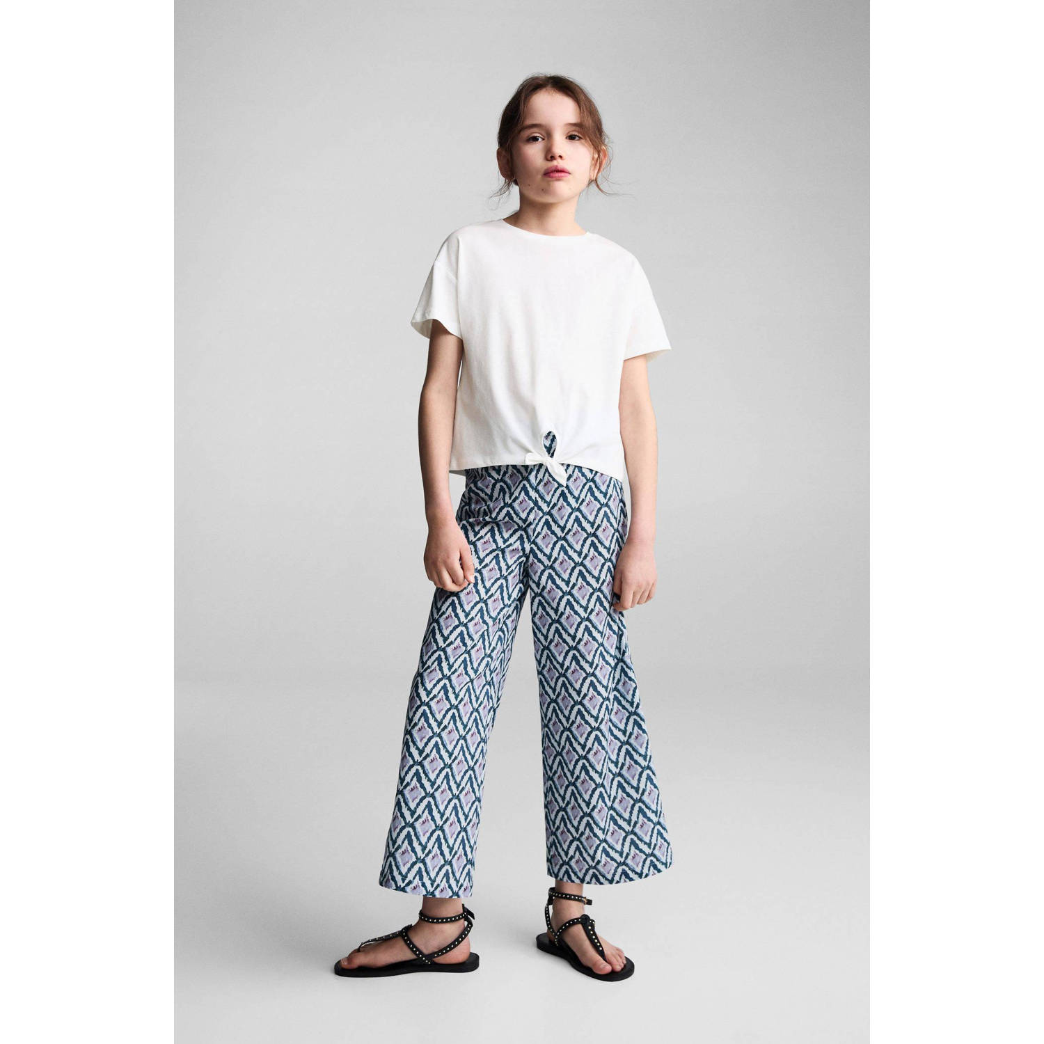 Mango Kids broek met all over print blauw lila