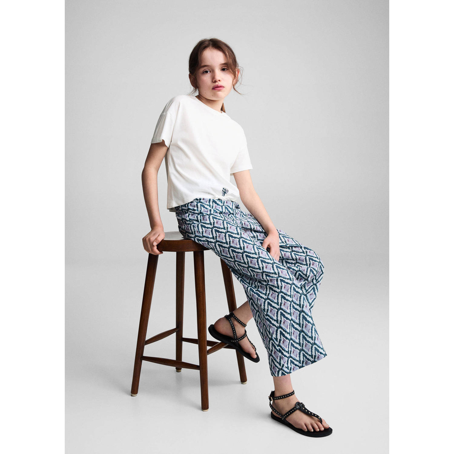 Mango Kids broek met all over print blauw lila