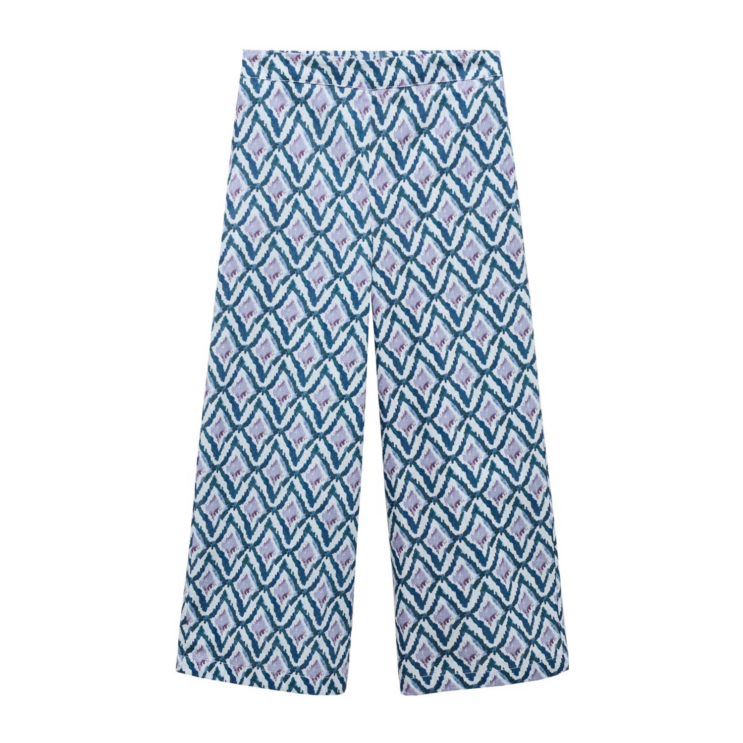 Mango Kids broek met all over print blauw lila Meisjes Katoen All over print 128