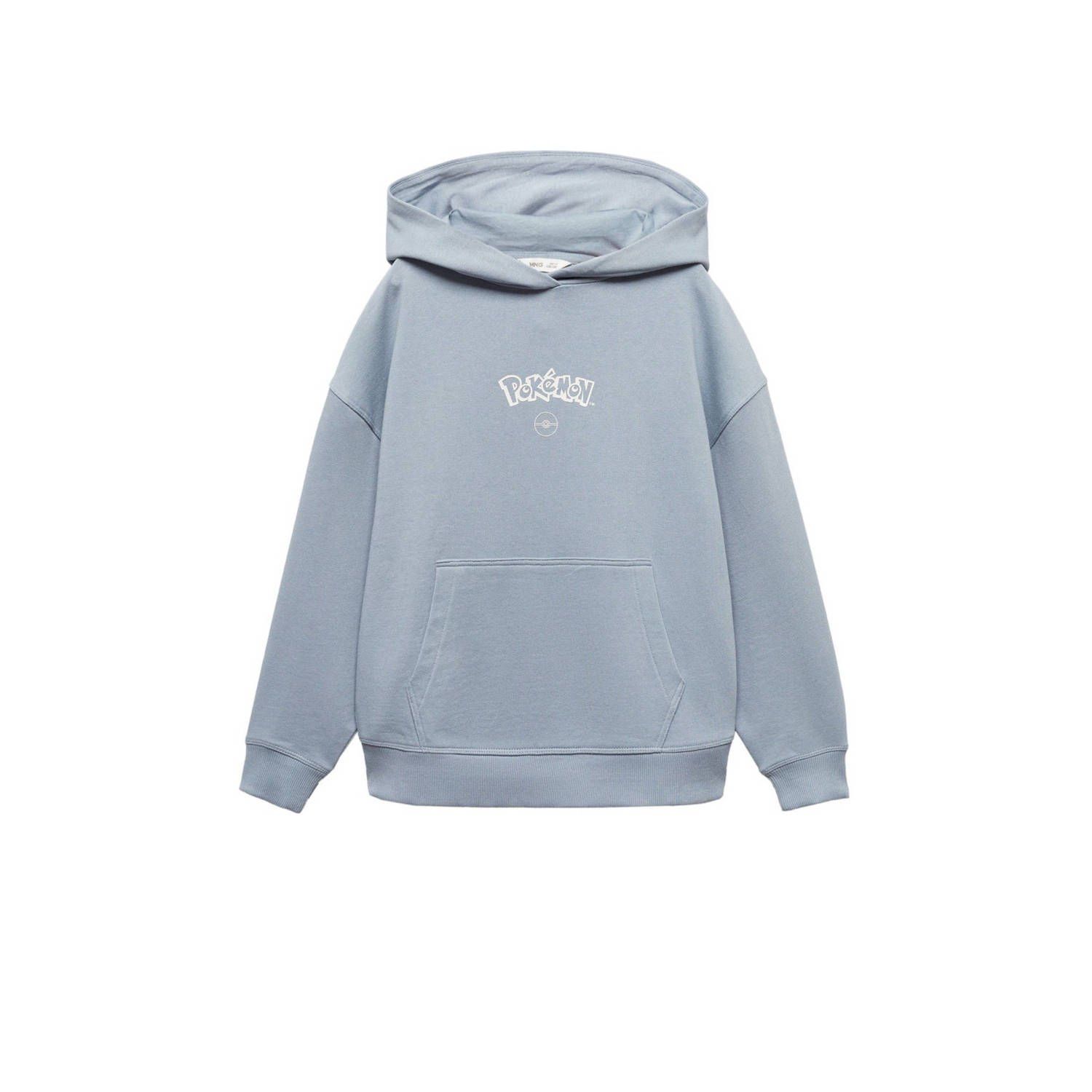 Mango Kids hoodie met backprint grijsblauw Sweater Jongens Katoen Capuchon 116