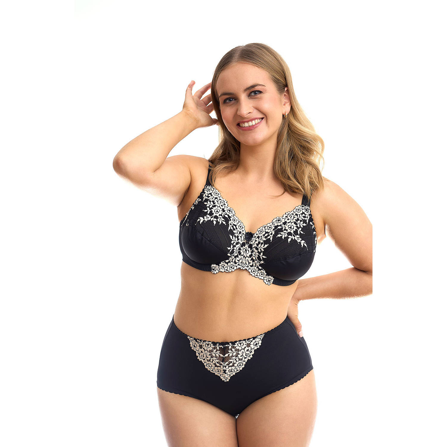 Plaisir maxislip Jane zwart ecru