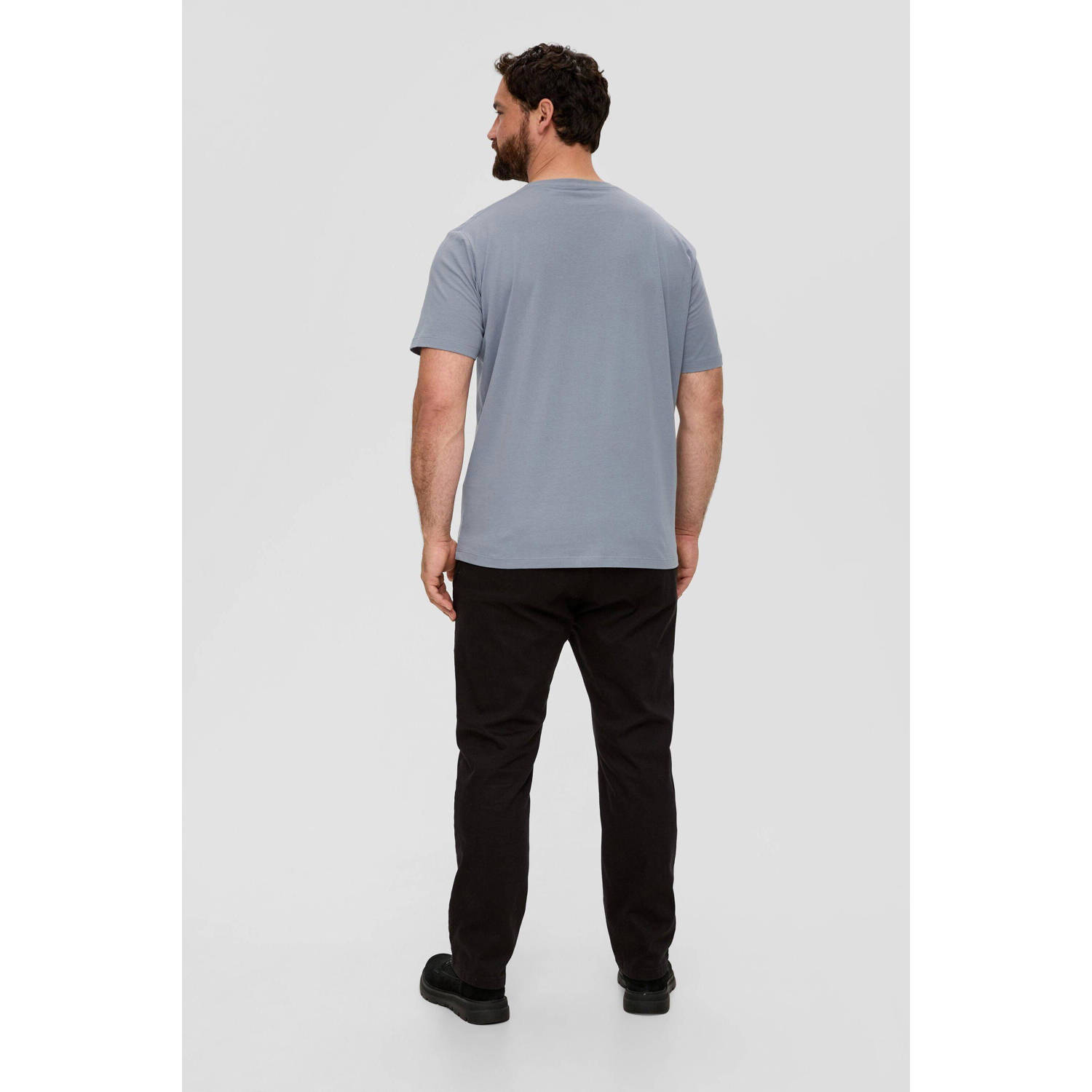s.Oliver Big Size regular fit T-shirt Plus Size met printopdruk lichtgrijs