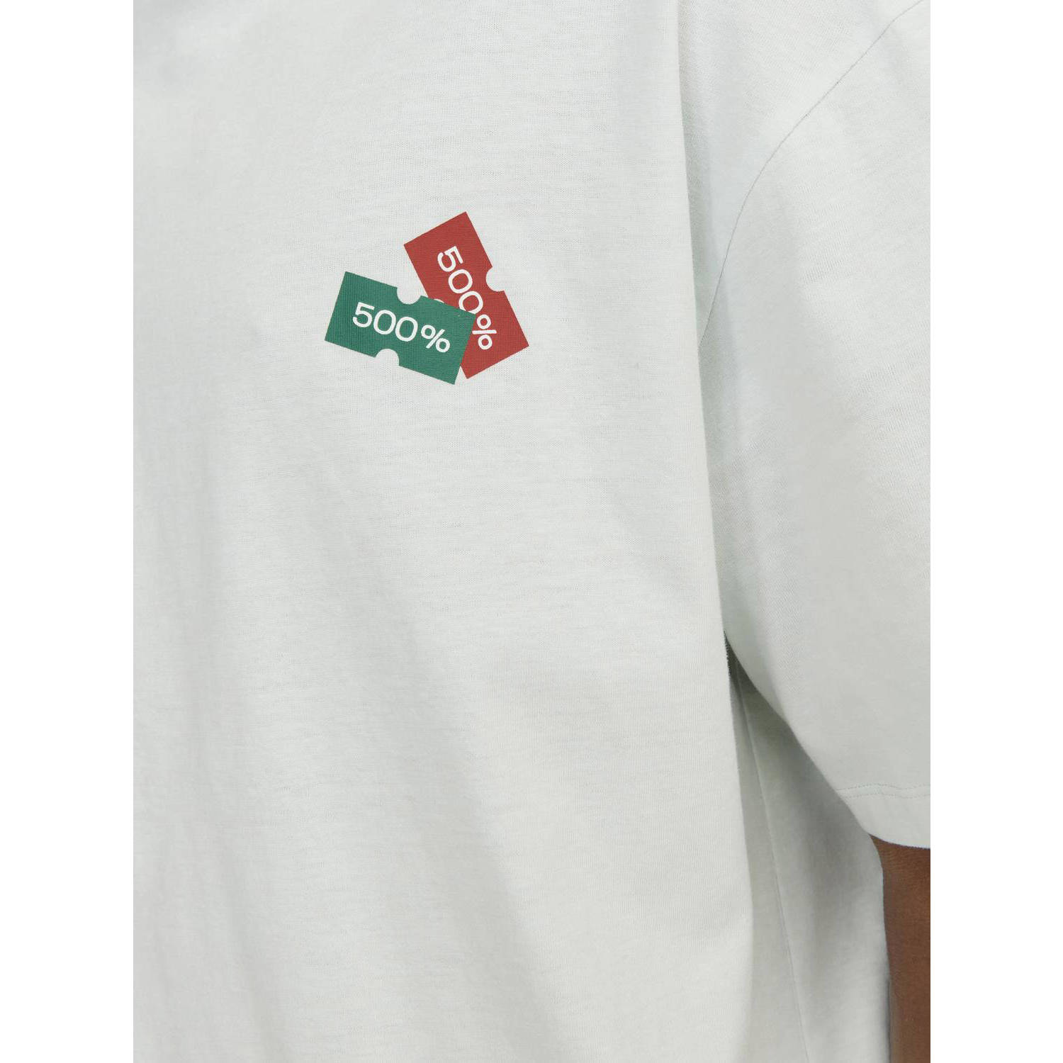 JACK & JONES ORIGINALS oversized T-shirt JORDECAL met backprint lichtblauw