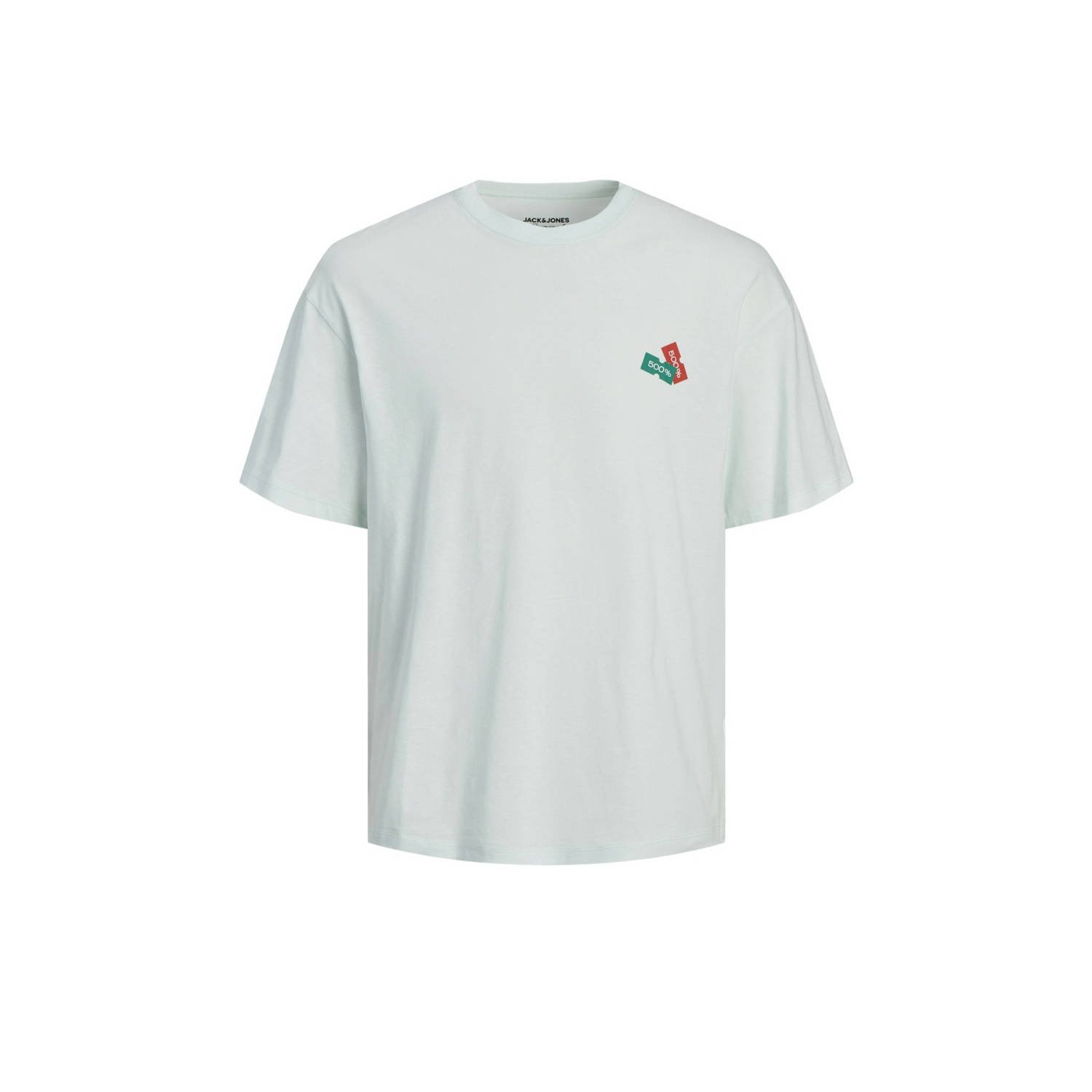 JACK & JONES ORIGINALS oversized T-shirt JORDECAL met backprint lichtblauw
